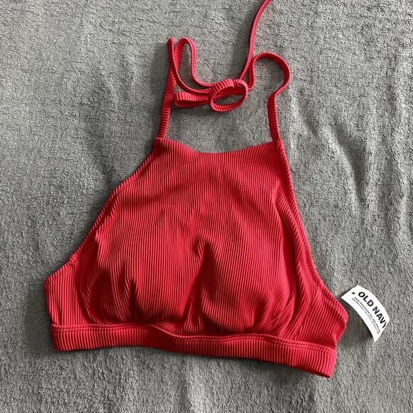 Old Navy Rib-Knit Halter Bikini Swim Top, Pink, XS - Picture 3 of 5